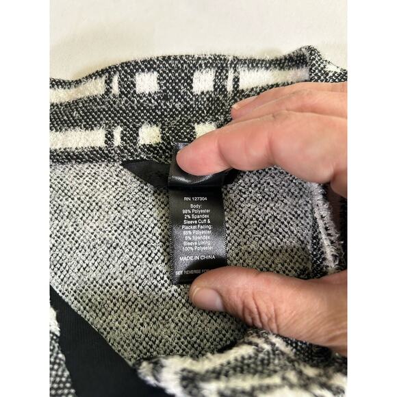 Ali Miles Plaid Blazer Car Coat Womens Size 1X Black White Boho Casual Mature - Picture 6 of 10